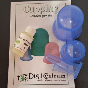 Silikone cupping sampak 4 stk. cups + 1 olie