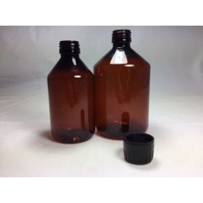 Brun plastflaske med sort lg