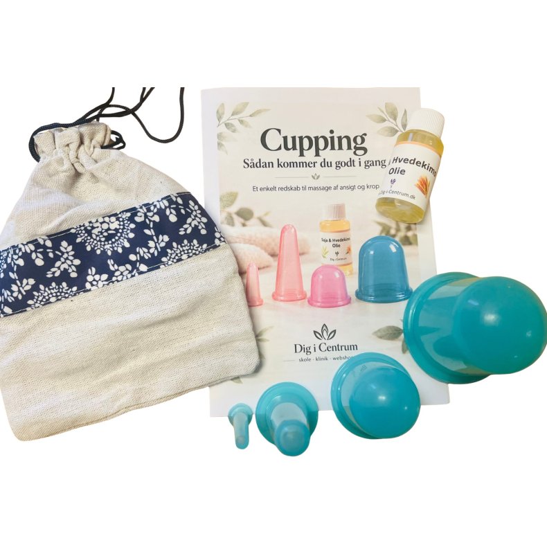 Silikone cupping sampak 4 stk. cups + 1 olie