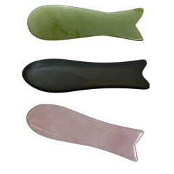 Gua sha fisk i obsidian, rosenkvarts eller jade: