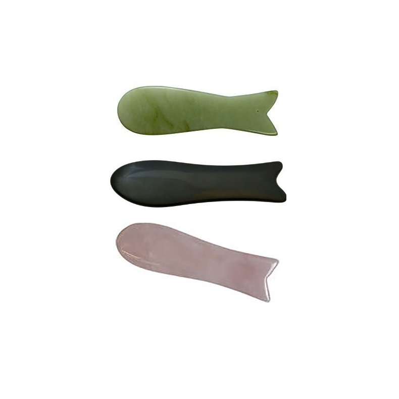 Gua sha fisk i obsidian, rosenkvarts eller jade: