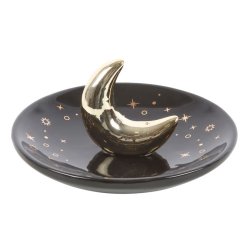 Guld m�ne duftpind holder - Crescent Moon, incense stick holder