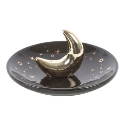 Guld m�ne duftpind holder - Crescent Moon, incense stick holder