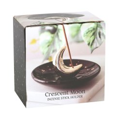 Guld m�ne duftpind holder - Crescent Moon, incense stick holder