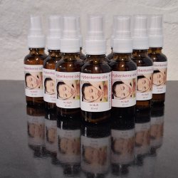 10 flasker hybenkerneolie  m/duft, incl. pumpe, m/eget logo. 