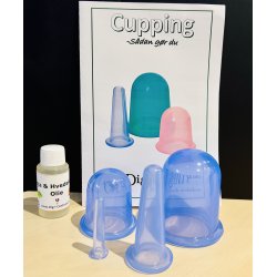 Silikone cupping sampak 4 stk. cups + 1 olie