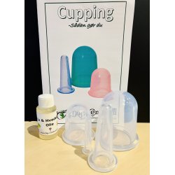 Silikone cupping sampak 4 stk. cups + 1 olie