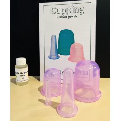 Silikone cupping sampak 4 stk. cups + 1 olie