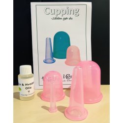 Silikone cupping sampak 4 stk. cups + 1 olie
